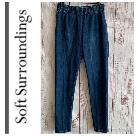 Indigo Wash “Metro” Slimming Pull-On Jeans • Tall { Soft Surroundings } - Picture 3 of 11